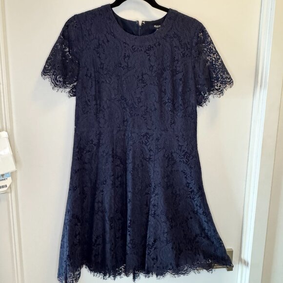 Madewell Navy Blue Lace Shift dress - Size 10 - Picture 11 of 13